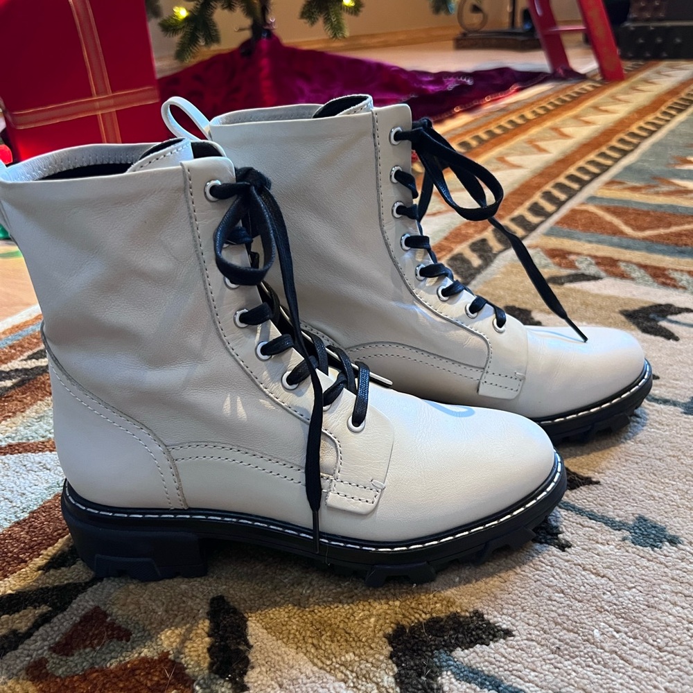 rag & bone White Ankle Boots with Black Laces